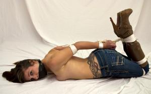 tiedinheels.com - Sasha Tied Topless in Jeans and Boots! Part-2 thumbnail