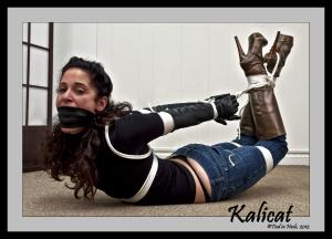 tiedinheels.com - Kalicat..Leather Gloves, Jeans and High Heeled Knee Boots! Part-1 HD-MP4 thumbnail
