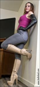 tiedinheels.com - Serene Isley...Beige High Heeled Knee Boots! HD-mp4 thumbnail