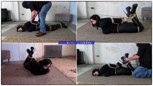 tiedinheels.com - Nadia White Steel Cuffs, Tight Rope Hogtied in Thigh High Boots! Part-2 thumbnail
