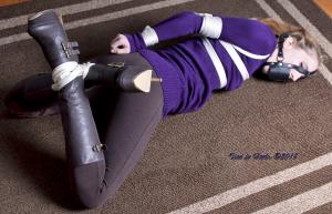 tiedinheels.com - Rachel Lilly...Tied and Muzzled in a Sweater and High Heeled Knee Boots!  thumbnail