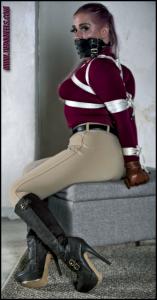 tiedinheels.com - Whitney Morgan Tied in Riding Breeches and High Heeled Knee Boots! thumbnail