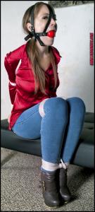 tiedinheels.com - Rachel Adams Hogtied in Jeans, Satin Blouse and Brown Boots! thumbnail