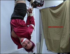 tiedinheels.com - Sarah Brooke Upside Down Hogtie in the Bindery Cell! thumbnail
